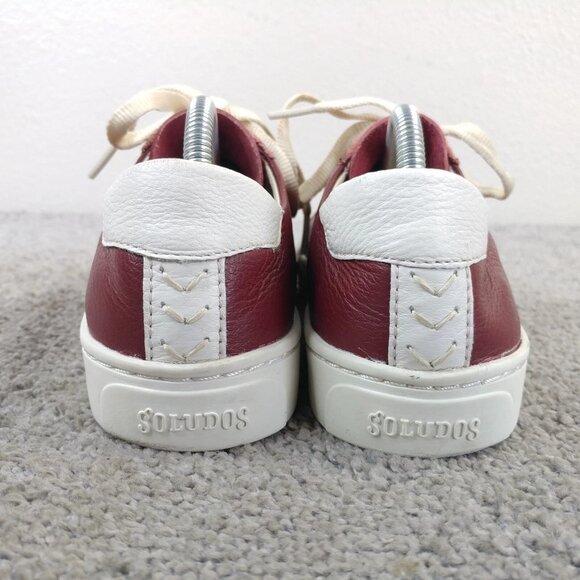 Soludos Ibiza Sneakers Womens Size 8 Shoes Low Top Red Burgundy Leather - Picture 9 of 11